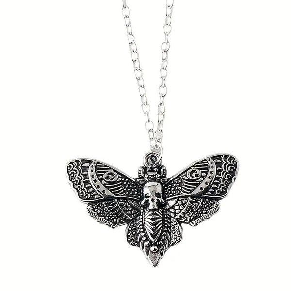 Death Moth Pendant Chain Necklace Carousel 1