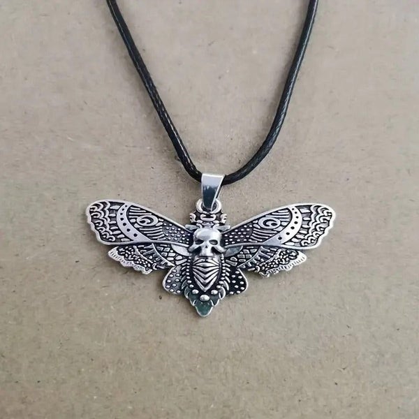 Death Moth Pendant Chain Necklace Carousel 4