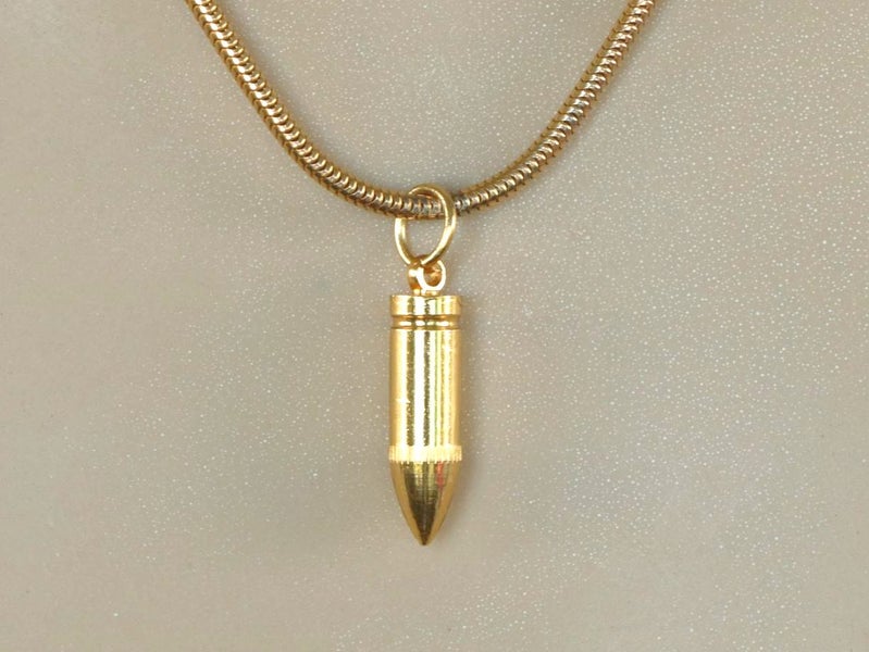 Vintage Gold Plated Bullet on a Snake Chain Unisex necklace New Old Stock 90s Carousel 1
