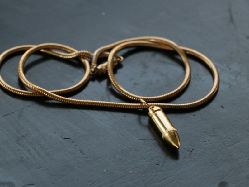 Vintage Gold Plated Bullet on a Snake Chain Unisex necklace New Old Stock 90s Carousel 2