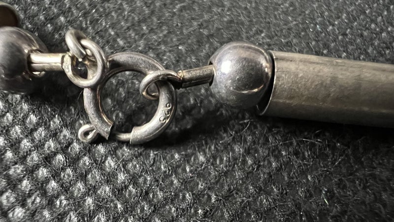 Vintage Sterling Silver Ball & Tube Necklace - Lot E155 Carousel 4