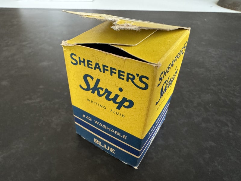 Vintage Sheaffer Skrip Blue Fountain Pen Ink Bottle - Almost Full! Carousel 2