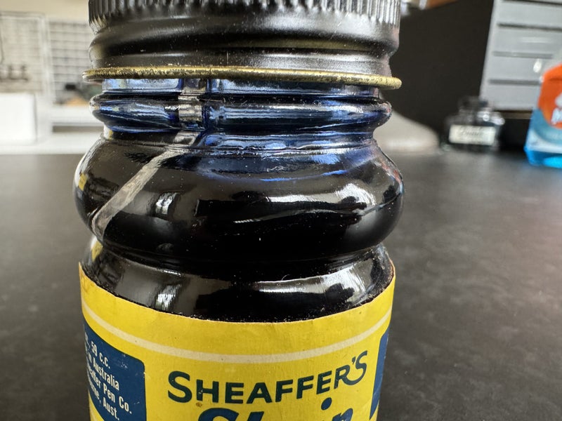 Vintage Sheaffer Skrip Blue Fountain Pen Ink Bottle - Almost Full! Carousel 6