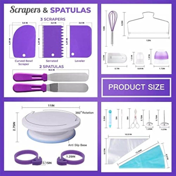 137pcs Cake Decorating Kit with Cake Turntable for Decorating Pastry Piping Bag Carousel 5