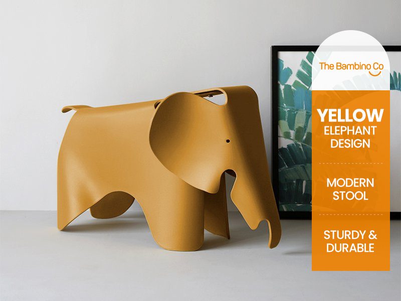 Kids Animal Stool , Elephant Shape Chair - Yellow Carousel 1