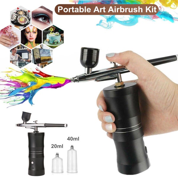 Portable Air Compressor Kit Air-Brush Paint Spray Gun Nail Tattoo Art Airbrush Carousel 1