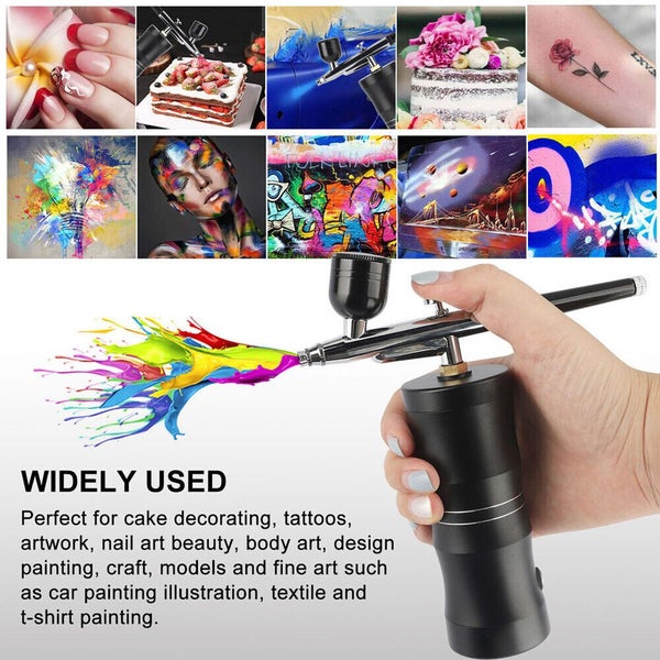 Portable Air Compressor Kit Air-Brush Paint Spray Gun Nail Tattoo Art Airbrush Carousel 2