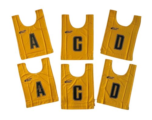 SILVER FERN 6 A-SIDE JUNIOR NETBALL BIB SET YELLOW Carousel 1