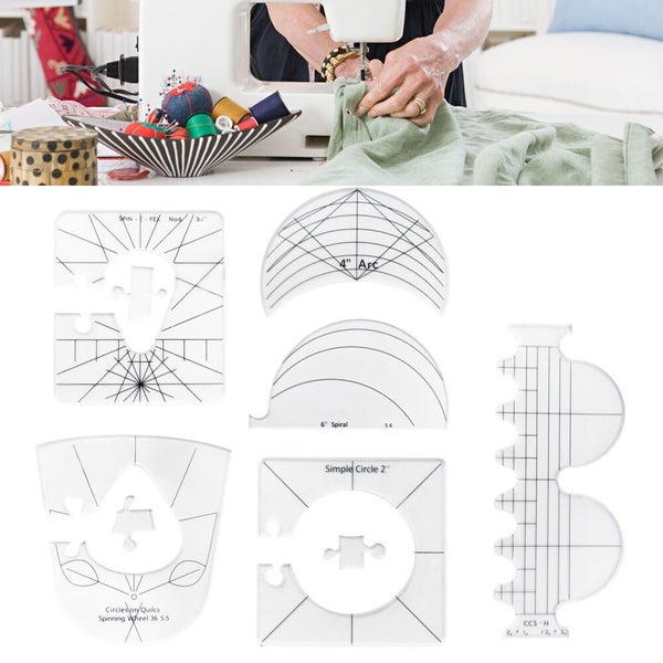 6pcs Free Motion Quilting Template Sewing Machine Ruler DIY Sewing Tools Kit J Carousel 2