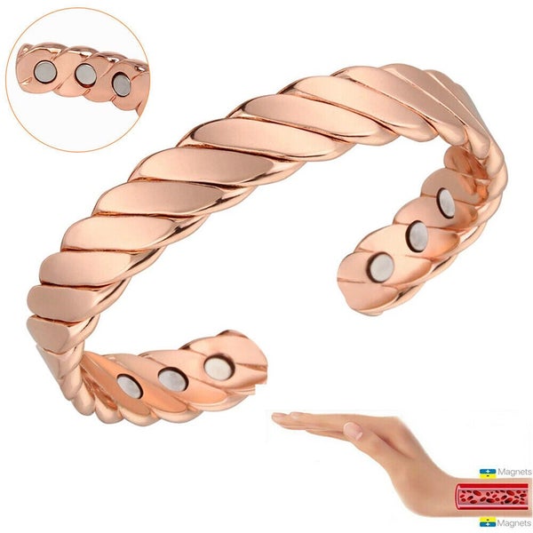 Copper Magnetic Bracelet Therapy Relief Arthritis Pain Healing Bangle Men Women Carousel 1