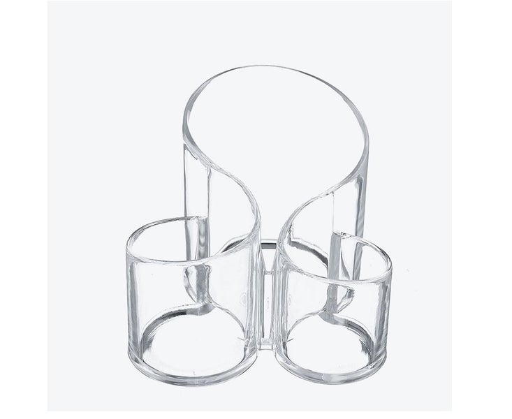 Makeup Brush HolderSlots Large Wavy Clear Cosmetic Organizer Storager Carousel 1