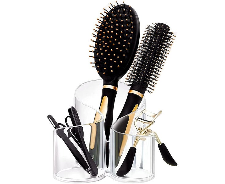 Makeup Brush HolderSlots Large Wavy Clear Cosmetic Organizer Storager Carousel 5