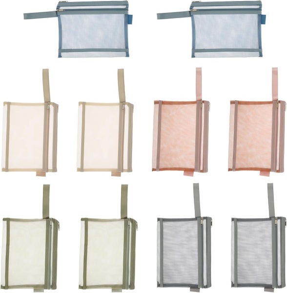 10 Pack Colored Double-Layer Mesh Zipper Pouch Bags Zipper Mesh Pencil Case St Carousel 1