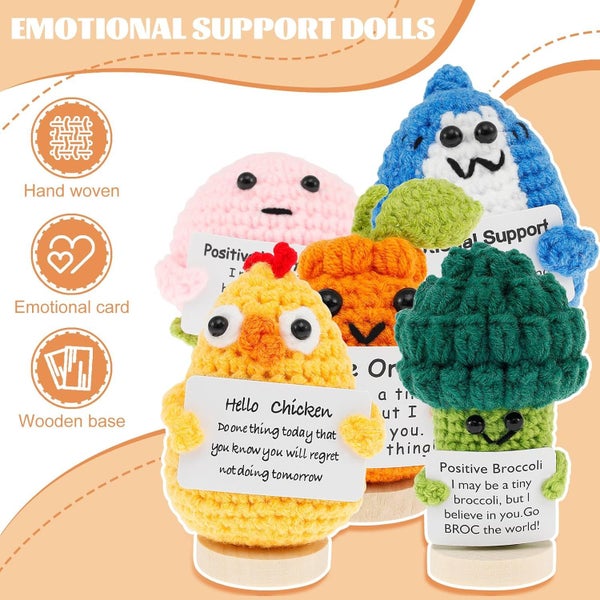 5 Pcs Funny Handmade Crochet Plushies Handmade Emotional Uplifting Support Emo Carousel 2