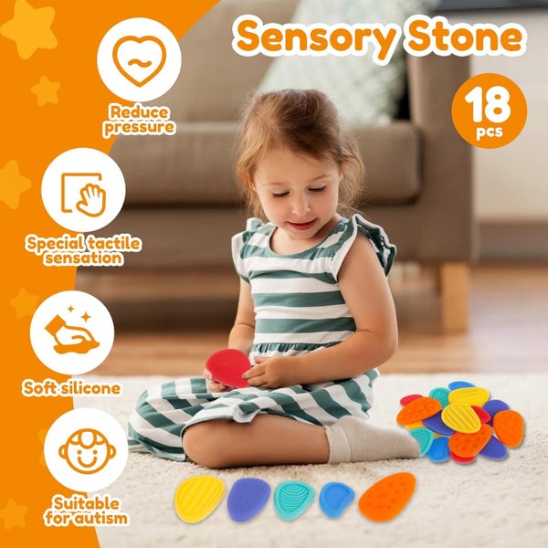 Fidget Toys Sensory Stone for Kids Silicone Worry Stone Colorful Stress Relief Carousel 2
