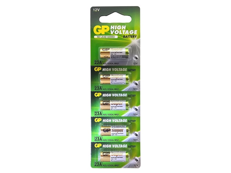 GP 23A (A23, MN21, LR23A) 12V High Voltage Alkaline Batteries - 5 Pack (B5 x 1) Carousel 1