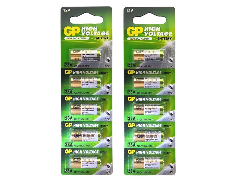 GP 23A (A23, MN21, LR23A) 12V High Voltage Alkaline Batteries - 10 Pack (B5 x 2) Carousel 1
