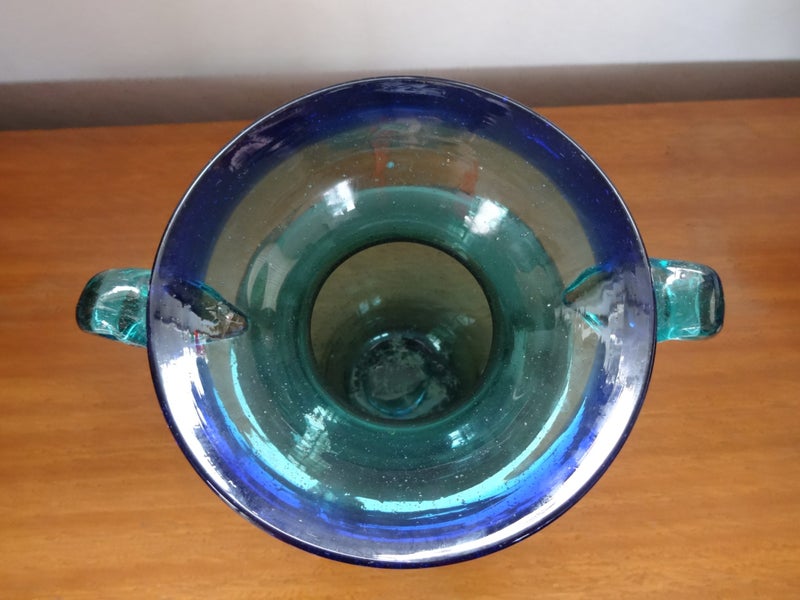 Art Glass Vase Teal & Blue Carousel 2