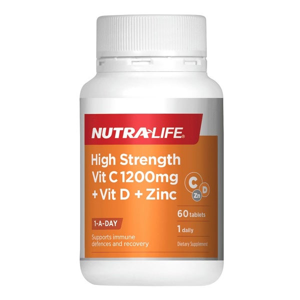 Nutra-Life High Strength Vit C 1200mg + Vit D + Zinc 60 Tablets - Clearance -... Carousel 1