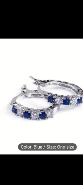Beautiful saphire diamond hoops stg silver.low reserve Carousel 1