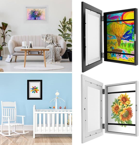 Kids Art Frame Hold up to 150 Artworks, A4 Wall Hanging Child Artwork Picture Carousel 9