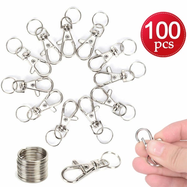 100Pcs Swivel Lobster Clasp Clips Hook Alloy Key Ring Split Durable Keychain DIY Carousel 1