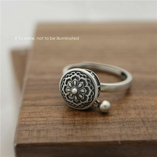 Traditional Lotus Anxiety Relief Ring Adjustable Fidget Rings For Women Carousel 2