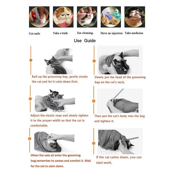 Mesh Cat Grooming Bath Bag Cat Supplies Washing Bags Pet Bathing Nail Trimm Carousel 2