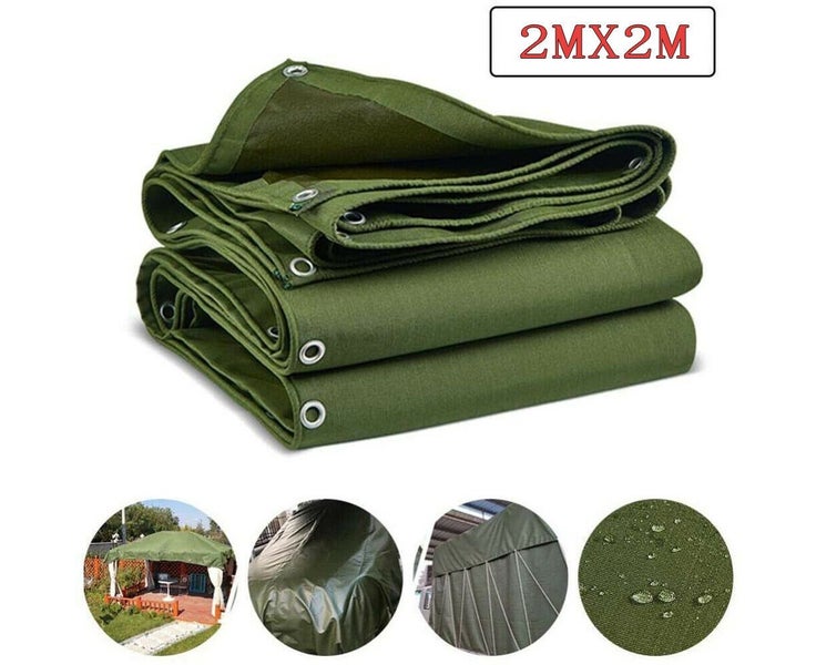 2m*2m Army Heavy Duty Canvas Tarp Tarpaulin Sun Blocked Dustproof Waterproo Carousel 2