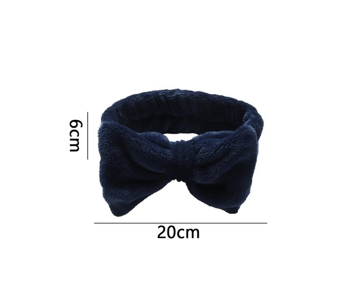 2Pcs Facial Headband for Bath Spa Makeup Bow Head Wrap Soft Head Cloth Navy Carousel 2
