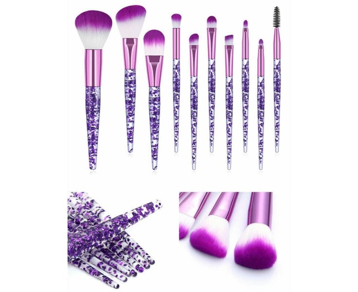 10Pcs Professional Makeup Brushes Eye Cosmetic Shadow Blush Brush Set Purpl Carousel 7
