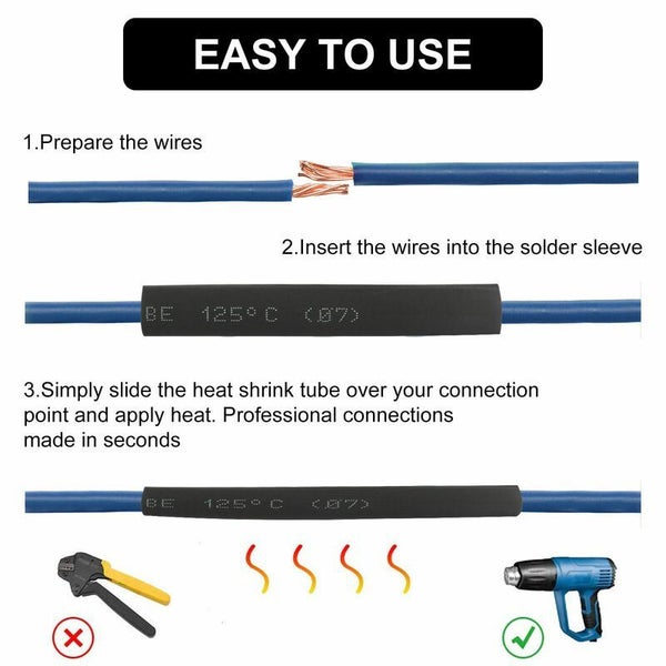Heat Shrink Tube Sleeve Wire Wrap Tubing Pack Carousel 10
