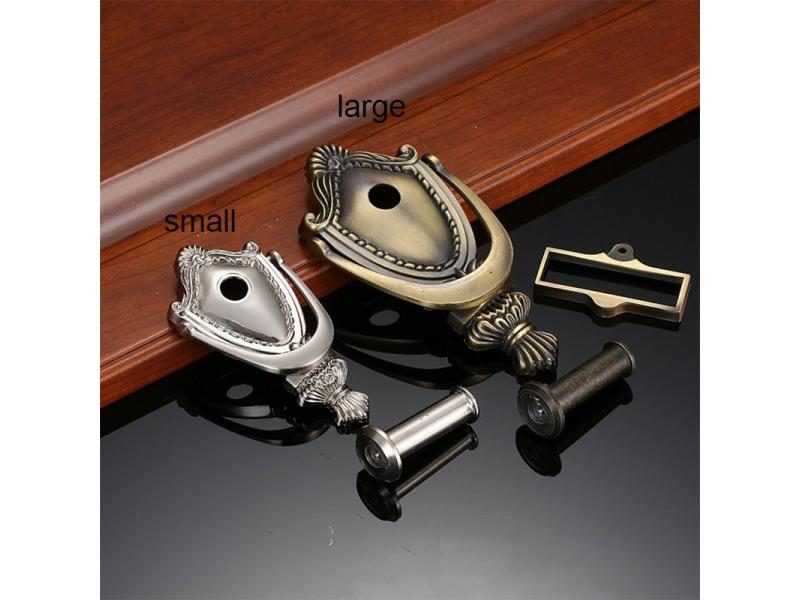Antique Zinc Alloy Privacy Mirror Door Knocker With Cat's Eye Handle For Home Carousel 2