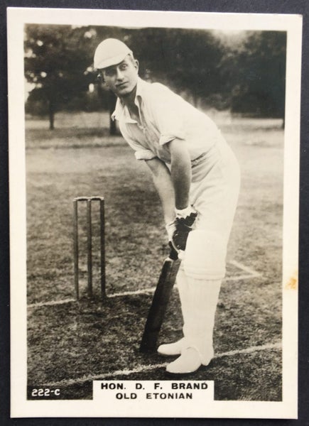 1924 Cricketers Hon D.F Brand Godfrey Phillips Large Cigarette Card Carousel 1