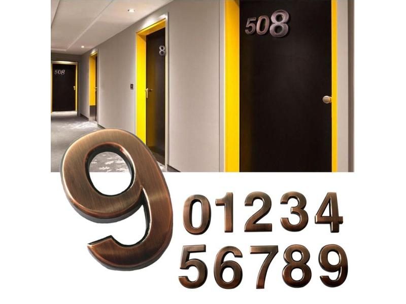 1PC House Address Sign Door Numbers 0-9 Self- Adhesive Bronze ABS Plastic Carousel 1