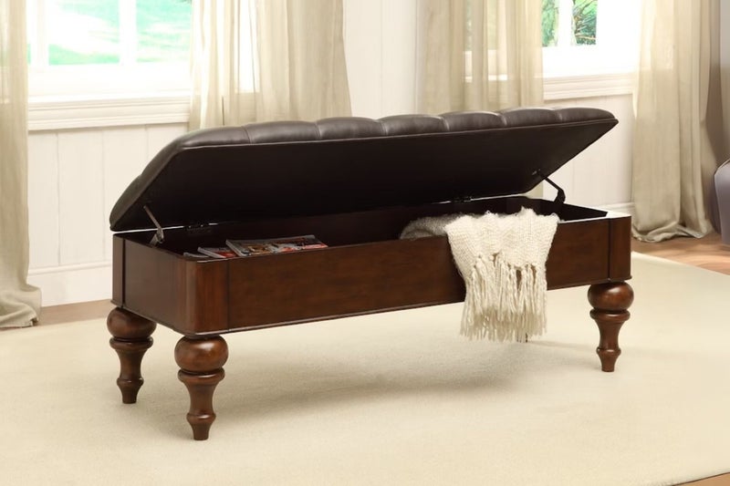 LANEY Solid Wood Tufted Storage Bench Carousel 1