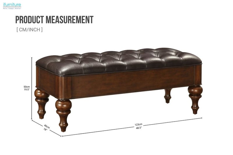 LANEY Solid Wood Tufted Storage Bench Carousel 2