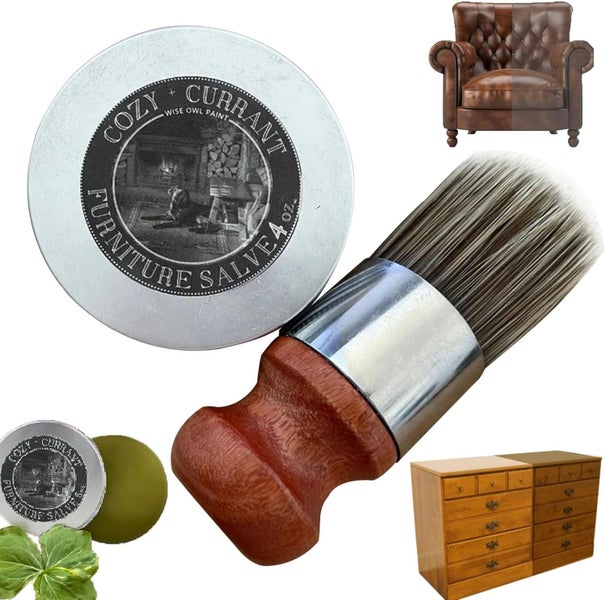 Wise Owl Furniture Salve for Leather w/Boar Bristle Brush Carousel 10