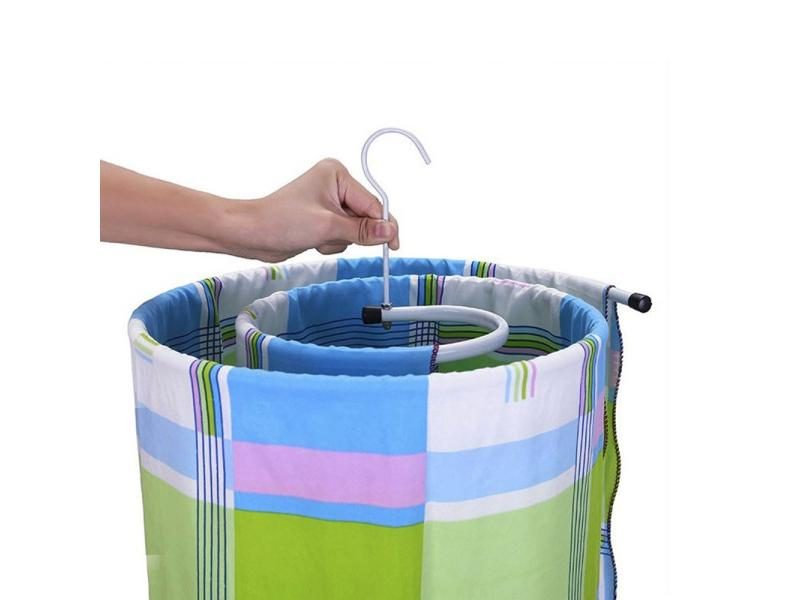 Round Spiral Quilt Sheets Hanger Stainless Steel Rotating Drying Rack Save Carousel 2