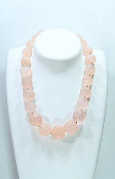 Carved Rose quartz gold clasp (9ct) Necklace Carousel 2