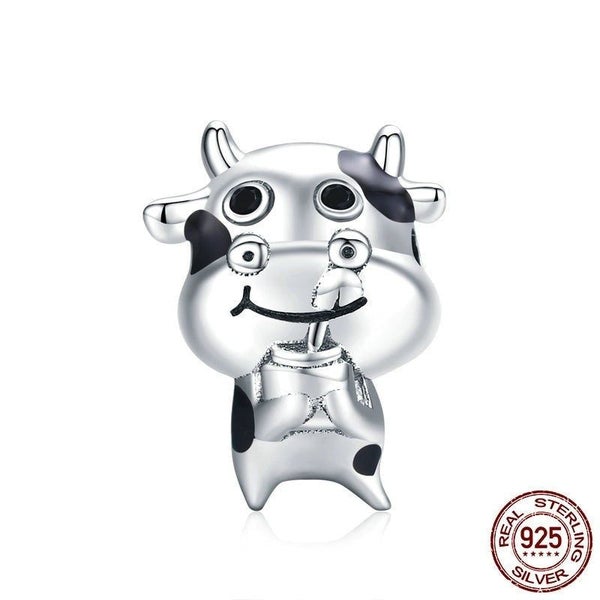 Little Cow Metal Beads For Women Jewelry Making 925 Sterling Silver Red Ename... Carousel 1