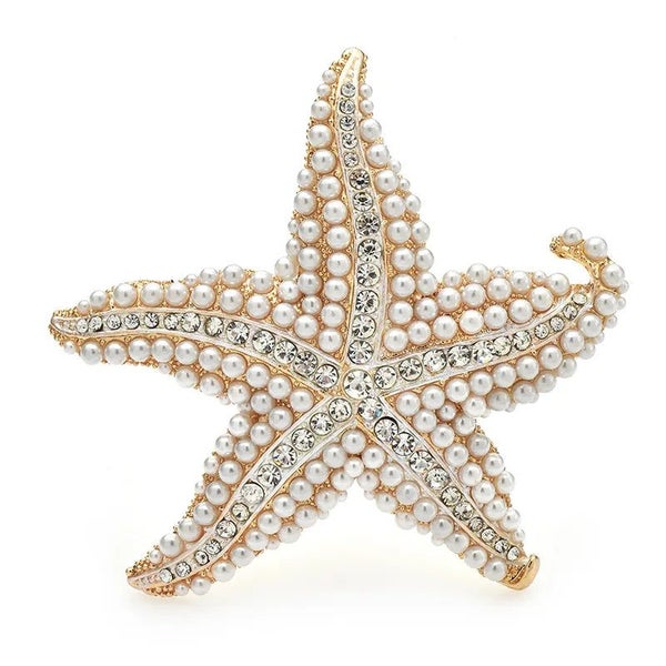 Rhinestone Starfish Brooch Pin Pearl Sea Star Animal Accessory Carousel 1
