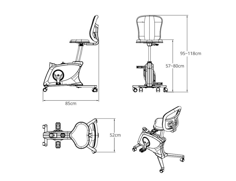 “Final stock clearance "Spur Ergonomic Cycle Desk Chair - White Carousel 7