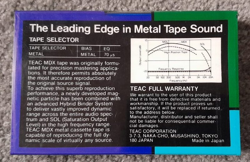 RARE! TEAC (TASCAM) MDX-60 Type IV Blank Audio Cassette Tape (Japan new/sealed) Carousel 2