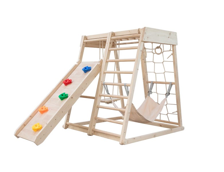 Indoor Kids Climbing Frame + Cotton Rope + Swing + Slide Carousel 2