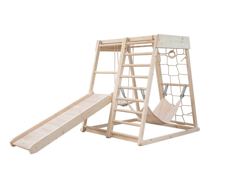 Indoor Kids Climbing Frame + Cotton Rope + Swing + Slide Carousel 1