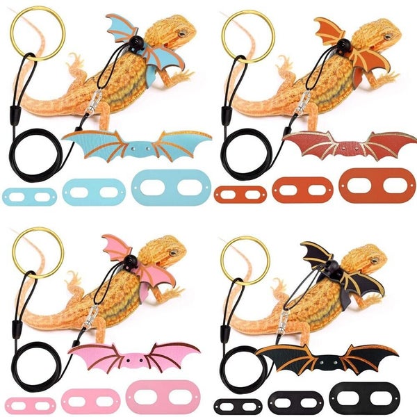 Gecko Chest Strap Walking Reptile Leash Lizard Traction Rope Lizard Harness Set Carousel 1