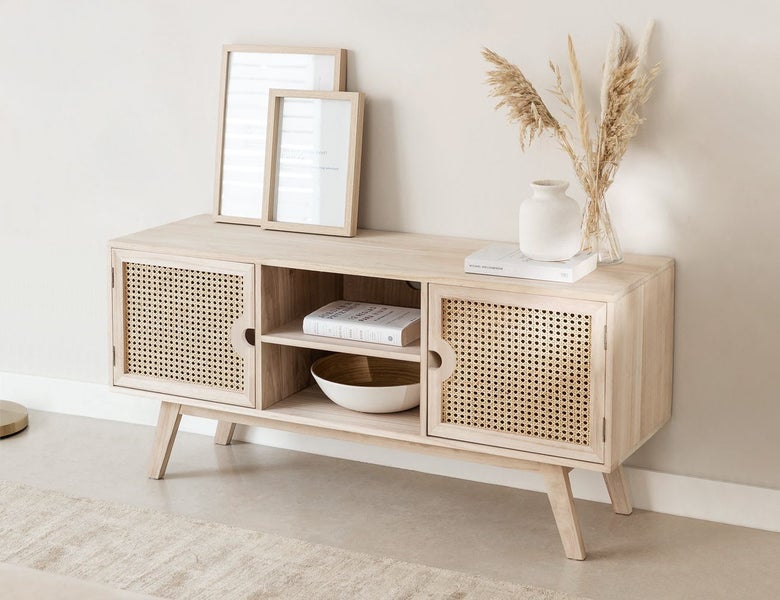 “Final stock clearance " Palma Rattan Entertainment Cabinet 120CM Carousel 1