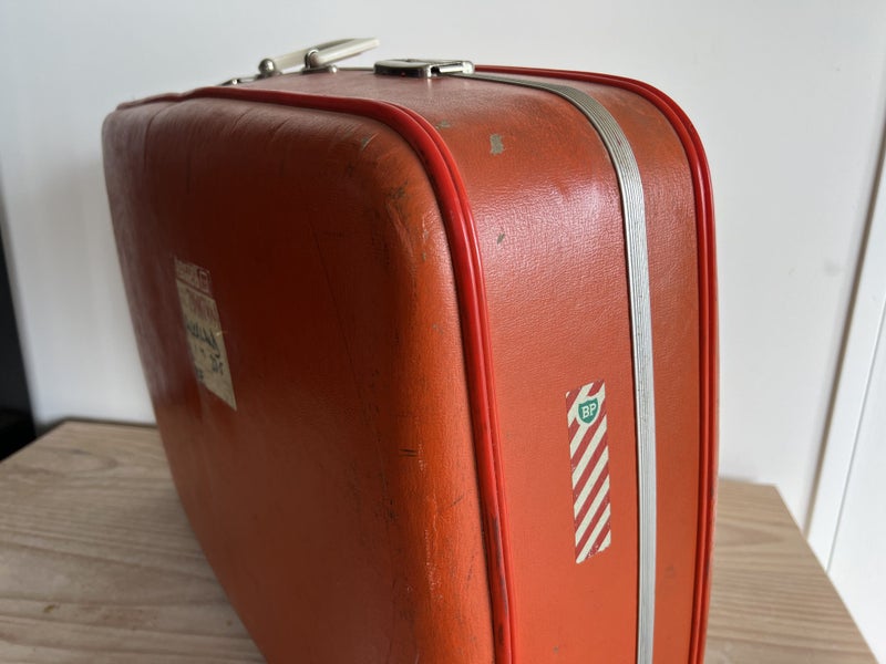 Retro Orange Suitcase w/ Original Stickers Carousel 2