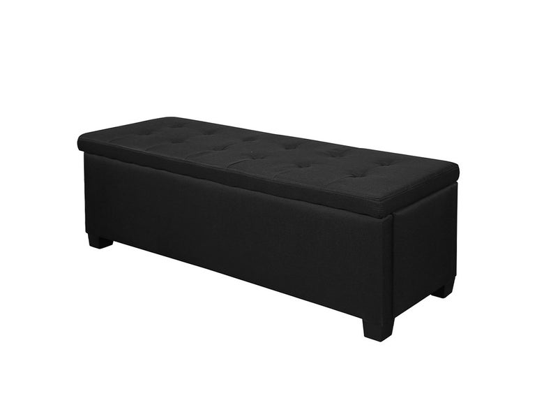 Paola Tufted Storage Bench Ottoman Foot Stool 145cm - Black Carousel 1